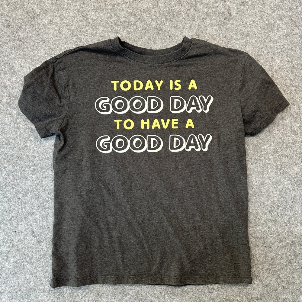 Modern Lux Good Day Graphic T-Shirt XS Charcoal Grey Cotton Blend Positive Quote